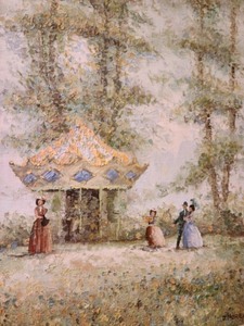 Lovely Framed Oil Painting by J. Moreau