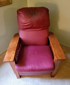 Red Leather BarcaLounger- Arts and Crafts Style
