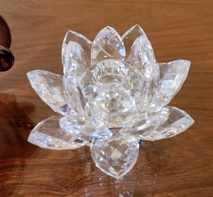 Art Glass Dish and Crystal Candleholders