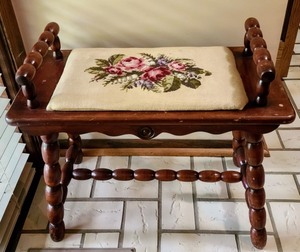 Vintage Needlepoint Bench