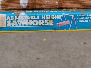 (2) Heavy Duty Metal Adjustable Folding Sawhorses