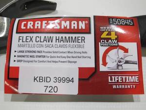 lot 720 image: Craftsman 18 Inch Flex Claw Hammer - New