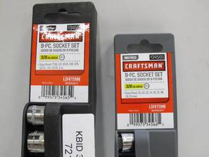 lot 721 image: Craftsman 18-Piece Metric and Standard SAE 38 Drive Socket Sets - New