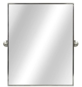 lot 719 image: Home Decorators Collection 22 in. W x 28 in. H Framed Rectangular Anti-Fog Bathroom Vanity Mirror in Brushed Silver Finish