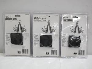 lot 744 image: 3-Pack Steel Grip 12-in-1 Stainless Steel Multi Tool with Pliers - Leatherman Clone