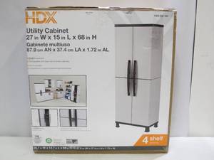 lot 717 image: Plastic Freestanding Garage Cabinet in Gray (27 in. W x 68 in. H x 15 in. D)