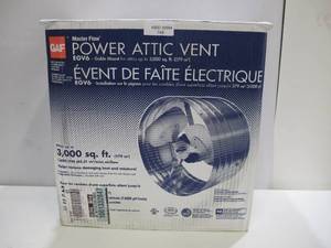 lot 745 image: Master Flow 1600 CFM Silver Electric Powered Gable Mount Gable Roof Louver Vent