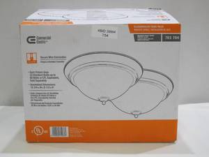 lot 754 image: Commercial Electric 13 in. 2-Light Brushed Nickel Flush Mount with Frosted Glass Shade