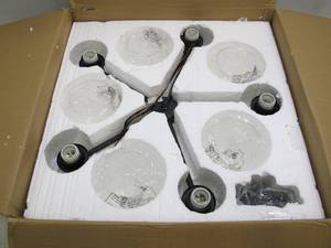 lot 763 image: Progress LightingGood Lumens by Madison Avenue 5-Light Coal Chandelier with Clear Glass Shades