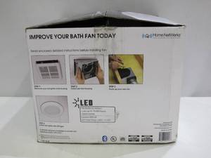 lot 781 image: Homewerks Worldwide 80 CFM Ceiling Mount Bathroom Exhaust Fan with Bluetooth Speaker and LED Light