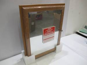 lot 796 image: Home Decorators Collection 20-34 in. x 25-34 in. Fog Free Framed Recessed or Surface-Mount Bathroom Medicine Cabinet in Oak