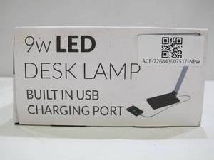lot 803 image: Newhouse NHSX-BK 16 in. Adjustable Semi-Gloss 9 watt Desk USB Lamp