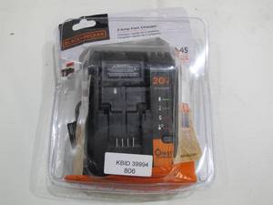 lot 806 image: Black and Decker 20-Volt Lithium-Ion Battery Charger with 1.5 Ah Battery