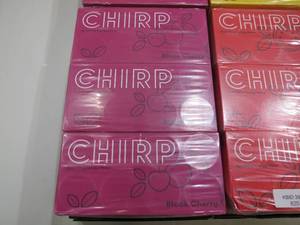 lot 820 image: 4 Cases Chirp Sparkling Energy Water - 96 Cans - Cherry, Watermelon, Mango