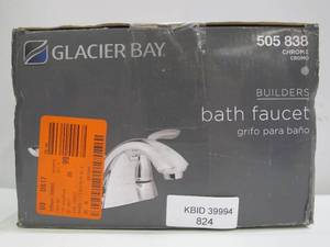 lot 824 image: Glacier Bay Builders 4 in. Centerset 2-Handle Low-Arc Bathroom Faucet in Chrome