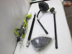 lot 827 image: Ryobi Expand-It Battery Operated Lawn Care Unit with Trimmer and Blower Attachments