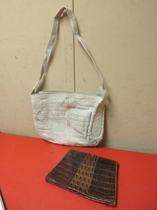 lot 429 image: EEL SKIN AND  ANTIQUE CROCODILE PURSES