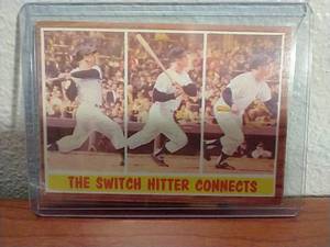 1962 Topps The Switch Hitter Connects Mickey Mantle Card