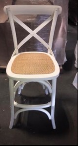 lot 1 image: Home Decorators Collection Mavery Ivory Wood Counter Stool with Back and Woven Seat