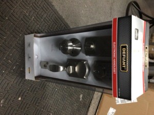 lot 22 image: Defiant Castle Satin Nickel Electronic Door Handleset with Hartford Knob