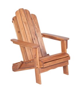 lot 64 image: Walker Edison Furniture Company Boardwalk Brown Outdoor Adirondack Chair And table