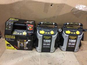 Lot of 3 700 Peak Amp Portable Car Jump Starter with 120 PSI Air Compressor and USB Power by Stanley Customer Returns See Pictures