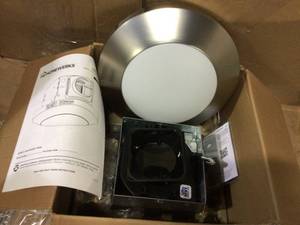 Decorative Brushed Nickel 80 CFM Ceiling Mount Bathroom Exhaust Fan with LED Light by Homewerks Worldwide Customer Returns See Pictures