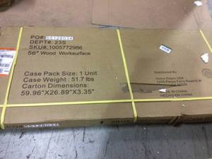 56 in. Solid Wood Work Surface for Heavy Duty Welded Steel Garage Storage System by Husky Customer Returns See Pictures