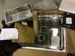 All-in-One Undermount Stainless Steel 27 in. Single Bowl Kitchen Workstation Sink with Accessories Kit by Glacier Bay Customer Returns See Pictures