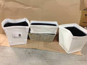 Lot of 3 Hanover 20 in. White Resin Beadboard Square Planter by Unbranded Customer Returns See Pictures
