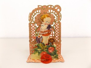 Antique Die Cut, Pop Up, Honeycomb, Valentines Card