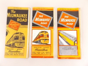 3 vintage 1950s Milwaukee Railroad Schedule Maps