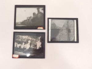 3 Antique 4 x 3 Railroad Magic Lantern Glass Slides
