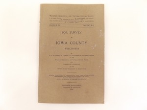 Antique 1914 Iowa County Wisconsin Soil Survey WITH ATTACHED MAP
