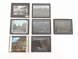 7 Antique Colorized 4x3 Magic Lantern Glass Slides of Foreign Places