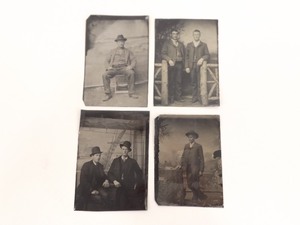 4 Antique 2.5 x 3.5 Tin Type Photos of Men