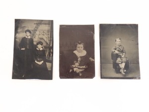 3 Antique 2.5 x 3.5 Tin Type Photos of Children