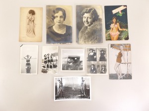 Lot of Antique Real Photo Postcards (RPPC) and Photos Of Pinup and Fashionista Beauties