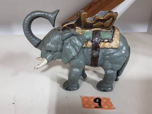 Mechanical Bank Cast Iron Circus Elephant 5 Tall
