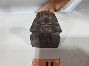 Cast Iron Still Bank Pharaoh Egyptian Head Bust 3-12 Tall