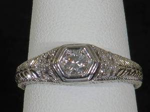 lot 2 image: 14 Karat White Gold Ladies Diamond Ring - .33 Carat Total Weight