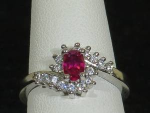 lot 32 image: Sterling Silver Ladies Ruby Ring