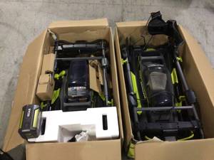 Lot of 2 40V Brushless 20 in. Cordless Walk Behind Self-Propelled Lawn Mower with Battery & Charger by RYOBI