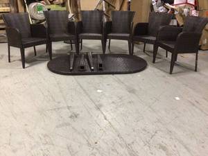 Raven Multi-Brown 7-Piece Wicker Outdoor Dining Set by Noble House Customer Returns See Pictures