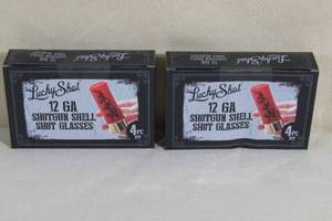 lot 34 image: 2 Sets of Lucky Shot 12 Gauge Shotgun Shell Shot Glasses