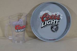 lot 42 image: Coors Light Serving Tray and Plastic Pitcher