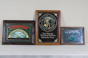 lot 30 image: Framed Liquor, Wine, and Novelty Mirrors