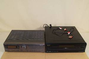 lot 56 image: JVC Surround System Receiver and Onkyo 6 Disc CD Changer