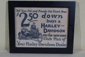 lot 71 image: Framed Harley Davidson Ad