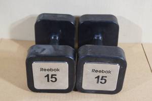 lot 117 image: Reebok 15 Lb Dumbells